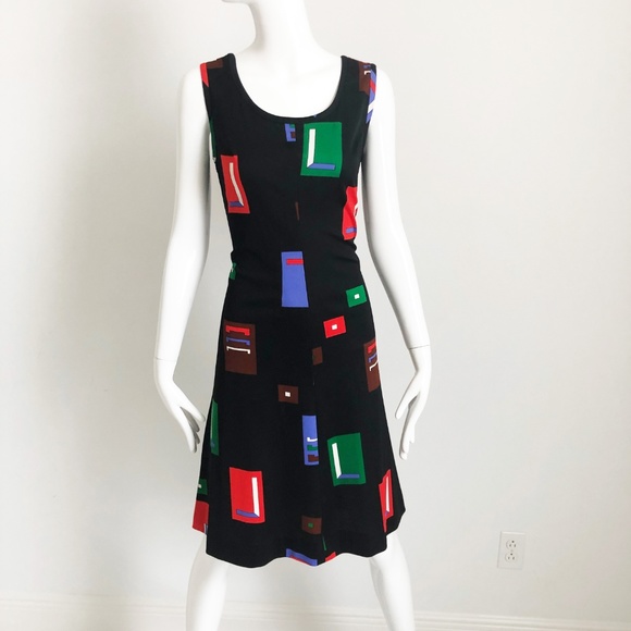 True Vintage Arpeja Mod Print Dress & Jacket Set 2pc Black Red 70s Size 12 - Picture 5 of 8